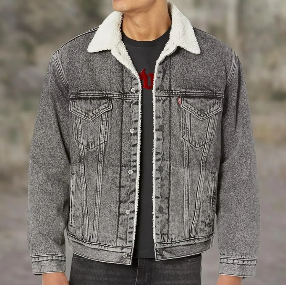 Levi's Vintage Relaxed Fit Sherpa Trucker Jacket Gray Wash Size XXL